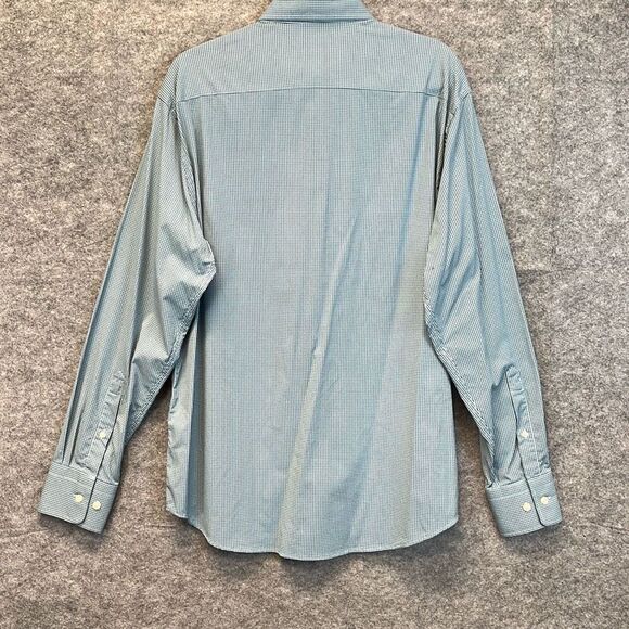 PETER MILLAR Summer Comfort Button Down Shirt Men's Large Blue Black Micro Plaid - Picture 12 of 14